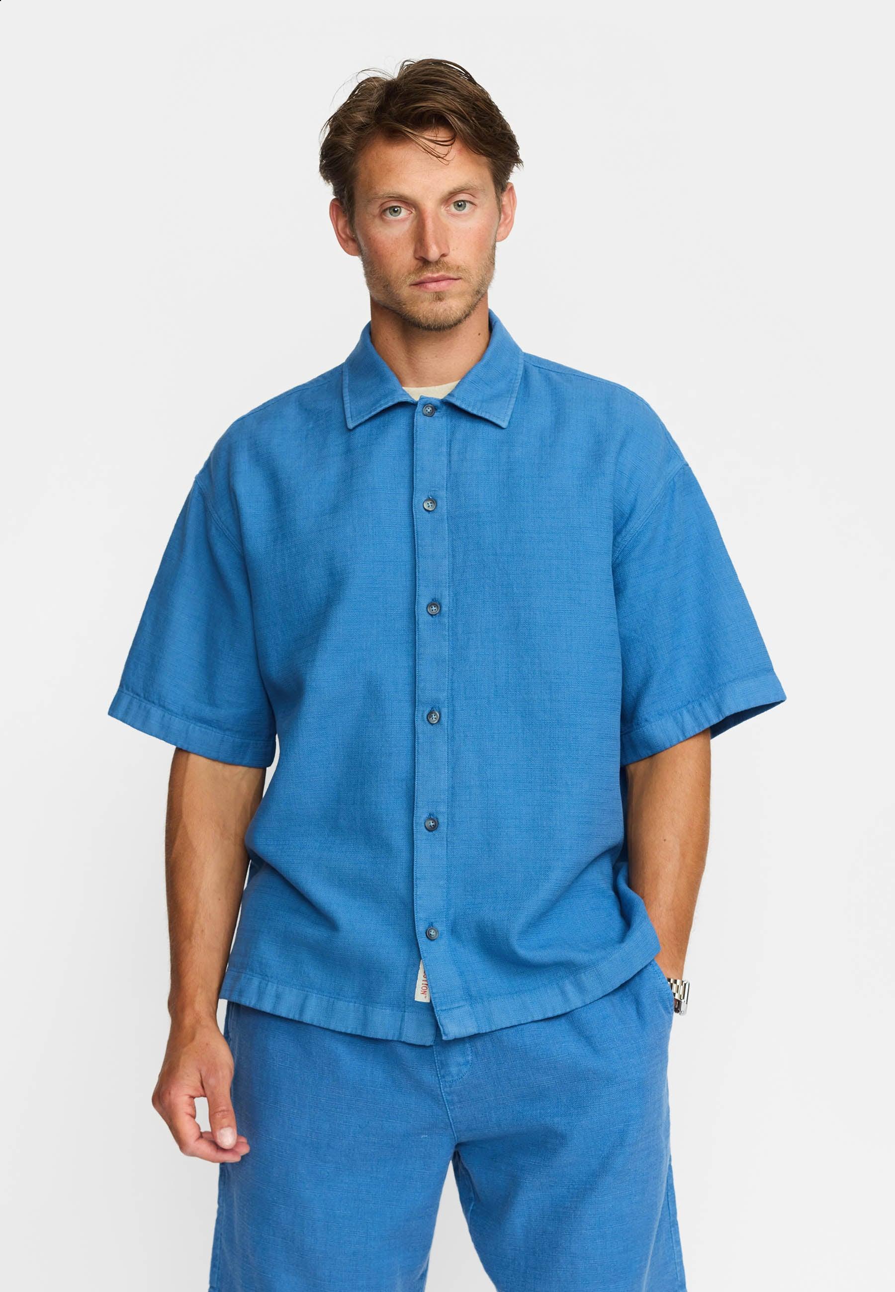 Revolution Oversized Short-Sleeved Shirt Hemd blau